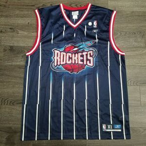 NEW Reebok NBA Houston Rockets Jersey Mens XL Blue‎ Pinstripe Vintage Authentic